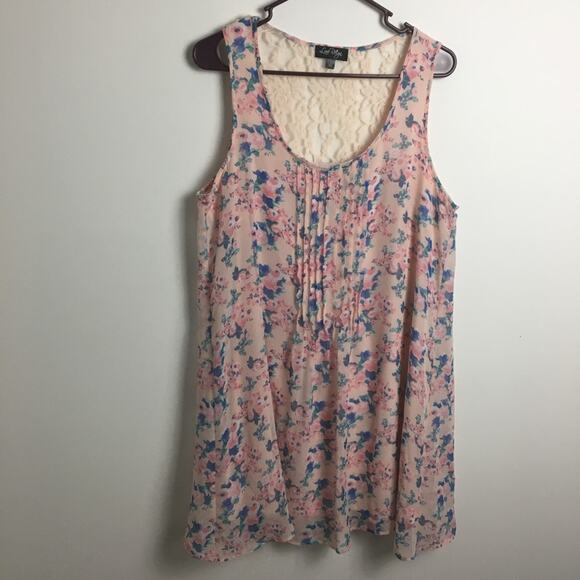 Love Reign Floral Lace Back Mini Dress Pink Large - Picture 3 of 13